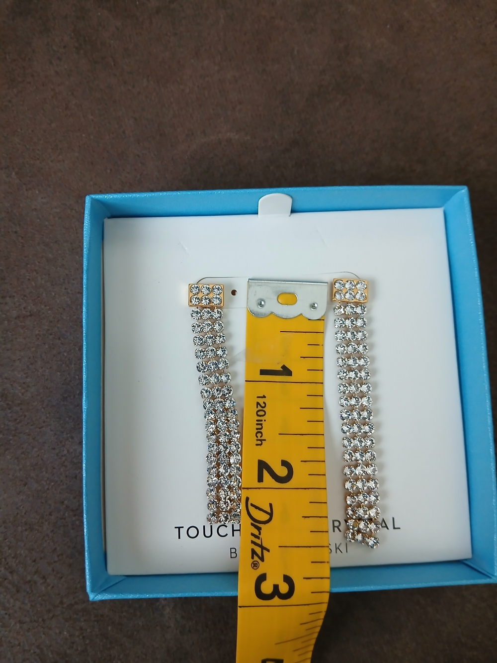 Swarovski Gold-Tone Long Clear Crystal Drop Earrings - Picture 2 of 2